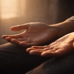 Manos abiertas en reposo iluminadas suavemente, símbolo de una oración silenciosa y de la rendición confiada delante de Dios.